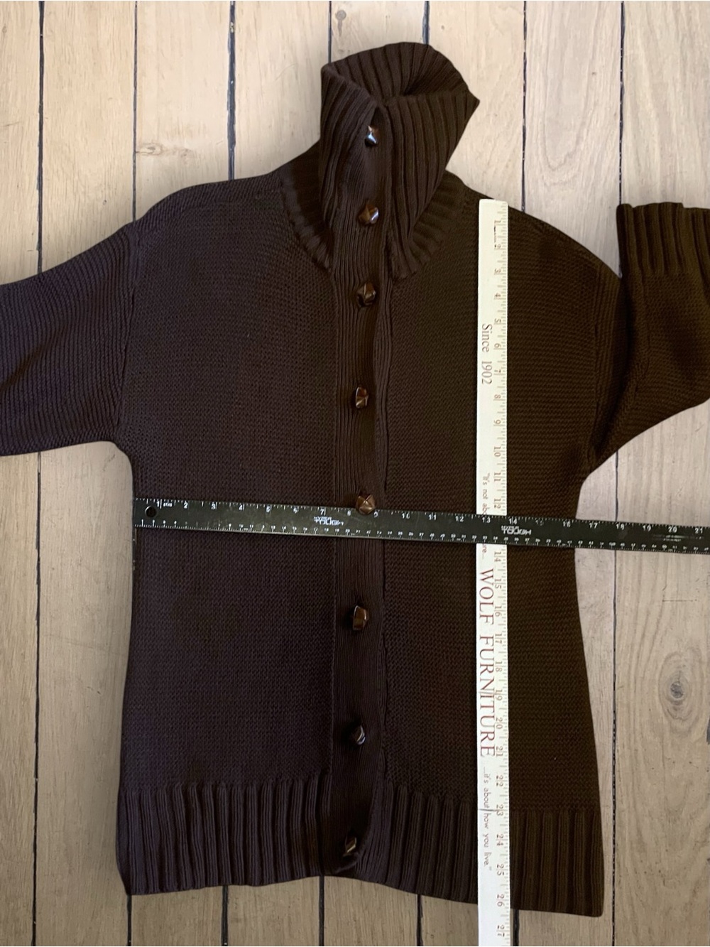 Lauren Ralph Lauren Chocolate Brown Cowl Neck Button Front Cardigan Sweater Sm - Picture 13 of 13